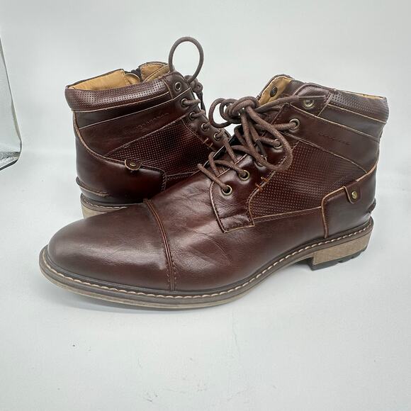 Madden Dylan Brown Lace Up Combat Cap Toe Leather Boots Mens Shoe Size 10 - Picture 1 of 15